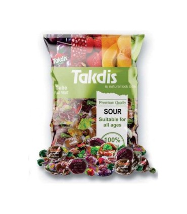 كارتون حلوى قمرالدين الحامض بالفاكهة الطبيعية ماركة TAKDIS  1000 غرام