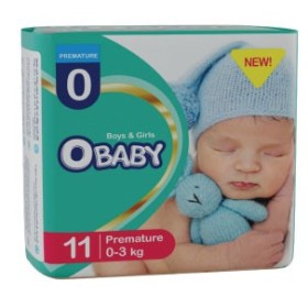 كارتون حفاضات الأطفال حديثي الولادة ماركة OBABY حجم 0 عبوة 11 حفاض