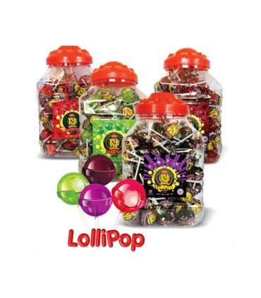 كارتون حلوى مصاصة Lollipop بالعلكة علبة 100 عدد
